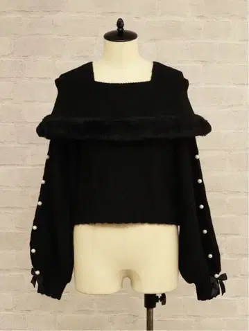 Amavel 퍼 케이프 오프숄더 니트 [미사용]