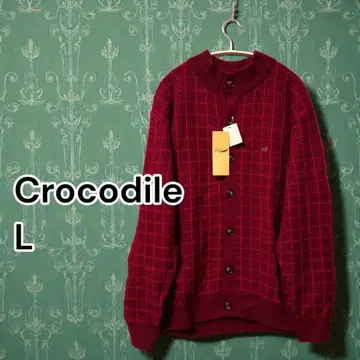 새상품 크로커다일 니트 가디건 악어 자수 가을/겨울 울 혼방 L 남성용