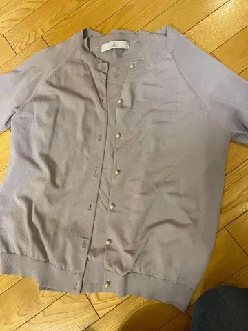 티아라 연보라 버튼 달린 긴팔 가디건 반팔 스웨터 앙상블 세트