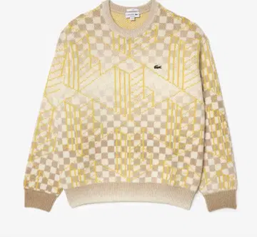 라코스테 모노그램 & 체커 니트 스웨터