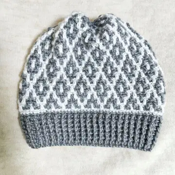 비니 16 니트 모자 꽃 손뜨개질 핸드메이드 모자 그레이 화이트