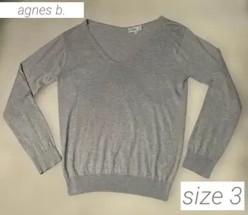 에네스베 얇은 소재 긴팔 v넥 니트 그레이 3