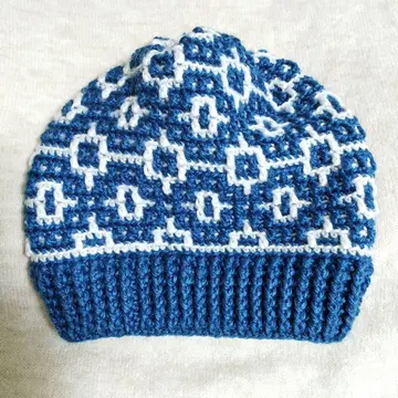 비니 17 니트 모자 꽃 손뜨개질 핸드메이드 모자 블루 화이트