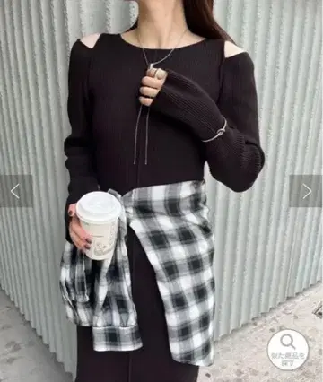 [ mline ] 컷 아웃 니트 원피스 브라운