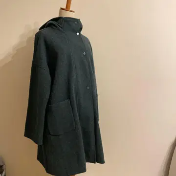 캄파니아 판타지스타 후드 부착 다크 그레이 울 코트