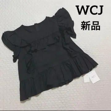 [ 새상품 WCJ ] 프릴 블라우스 린넨 블렌드 블랙 [ 익명 배송 ]