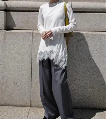 machatt hem lace long Tshirt