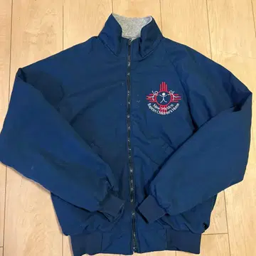 미국제 네이비 80s 나일론 자켓 막대 인간 자수