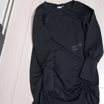 X-girl 블랙 미니 원피스 사이드 개더 포함