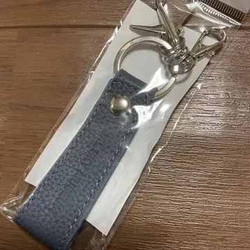 JAL 스카이뮤지엄 한정판 천연 가죽 키링 블루 그레이