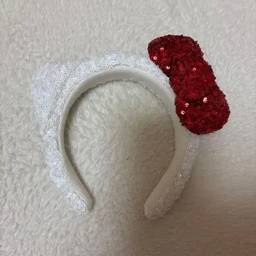 USJ 헬로키티 머리띠 화이트 빨간색