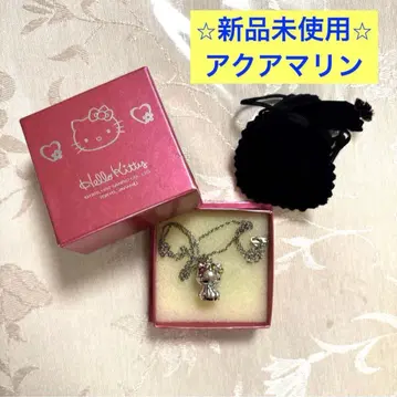 [레어!] 미사용 새상품 헬로키티 펜던트 목걸이 아쿠아 마린 보석