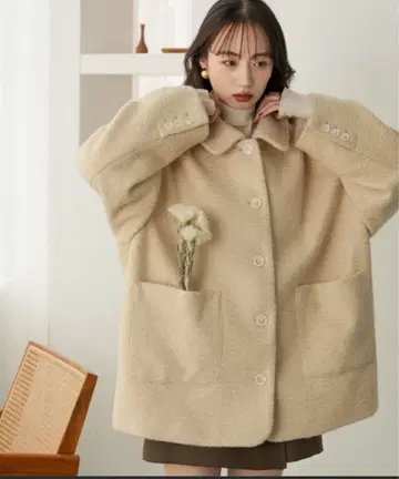 hinari 스텐 칼라 재기 미들 코트