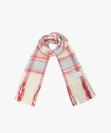체크 무늬 머플러 크림/빨간색/파랑