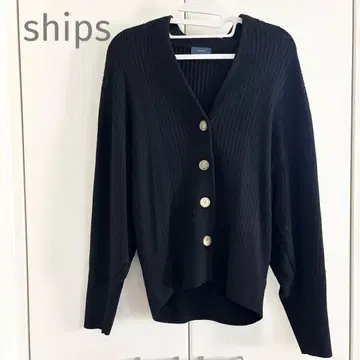 SHIPS WOMEN 코쿤 리브 V넥 가디건 블랙