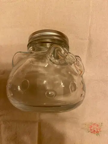 HELLO KITTY 고양이 얼굴형 유리 저장 용기