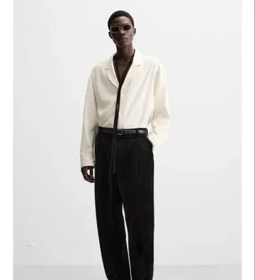 ZARA 루즈핏 셔츠 아이보리 긴팔 셔츠