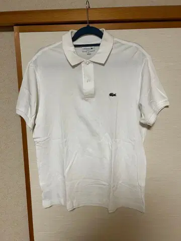 LACOSTE 화이트 피케 셔츠 US L FR 5