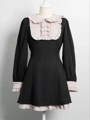 스퀘어 프릴 리본 도리 원피스