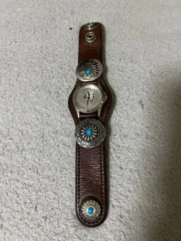 KC,s 터콰이즈 장식 가죽 밴드 시계