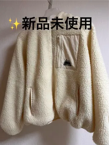 퍼스트 다운 보아 플리스 블루종 복슬복슬 후드 부착 화이트 크림색