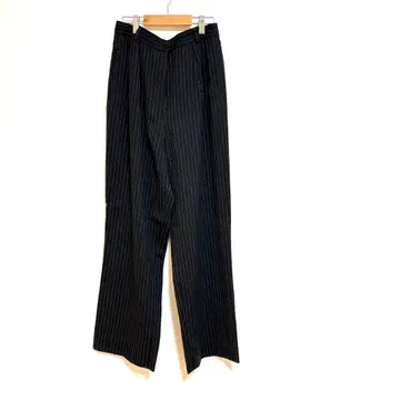 [ 피에르 가르뎅 ] 일본제 울 100% 블랙 스트라이프 슬랙스 L