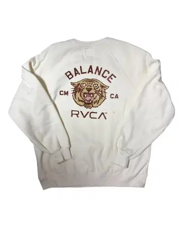 RVCA 맨투맨 트레이닝복 남성용 백 프린트 호랑이 타이거 화이트