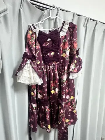 axes femme Kawaii 앤티크 로즈 패턴 원피스