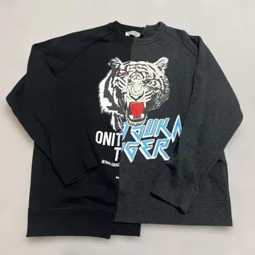 새상품급 오니츠카타이거 도킹 맨투맨 트레이닝복 프린트 블랙 L