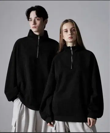 CLEL 블랙 하프 지퍼 트레이닝복