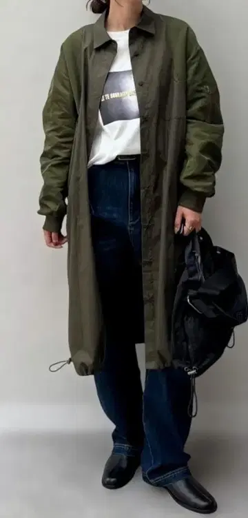 CLOVE (클로브) / 밀리터리 롱 셔츠 아우터 카키 야마다야