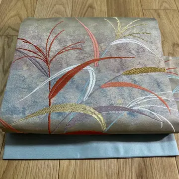 9촌 나고야 오비 초화 금실 인박 순수 실크 465