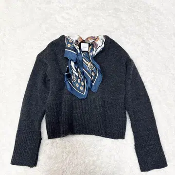 [ 아메리빈티지 ] 스카프 도킹 니트 알파카 혼방 3way 다크 그레이