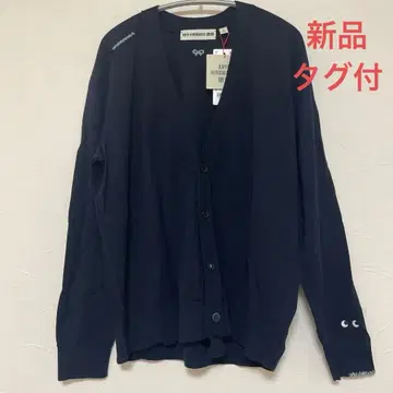 유니클로 x 안야 힌드마치 네이비 V넥 가디건 모 100% S