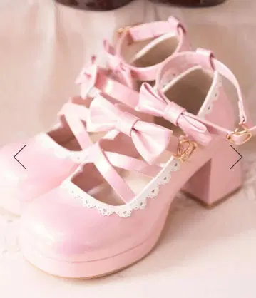 axes femme W 리본 스캘럽 펌프스 핑크 L