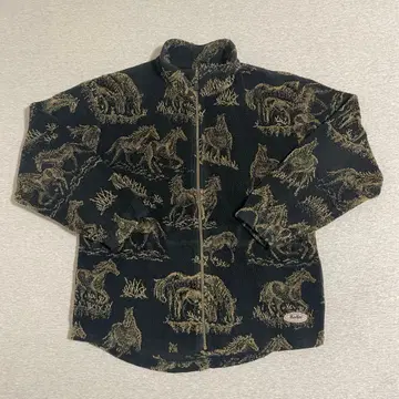 구제 빈티지 홀스 무늬 플리스 자켓 블랙 M