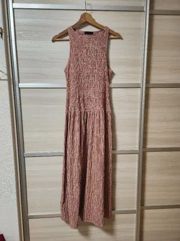 ZARA 슬리브리스 롱 원피스 M 깅엄 체크