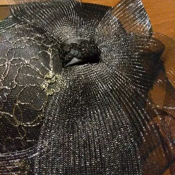 파티햇 칵테일햇 블랙 금실 리본 럭셔리 결혼식 파티