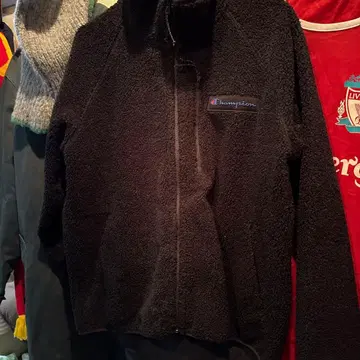 Champion 블랙 플리스 자켓 M