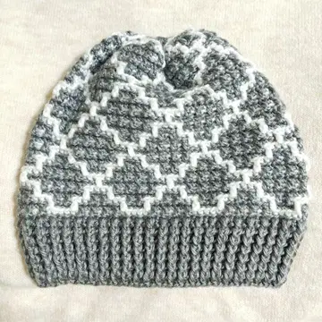 비니 20 니트 모자 꽃 손뜨개질 핸드메이드 모자 그레이 화이트