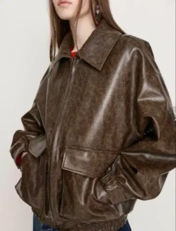 SLY FAUX LEATHER ZIP UP 블루종 가죽 자켓