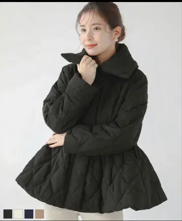 fitmore 페플럼 퀼팅 패딩 자켓 블랙 코트 다운