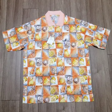 Black & White 후르츠 패턴 피케 셔츠 L