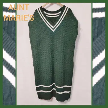 앤트마리스 루즈핏 V넥 롱 기장 니트 베스트 원피스