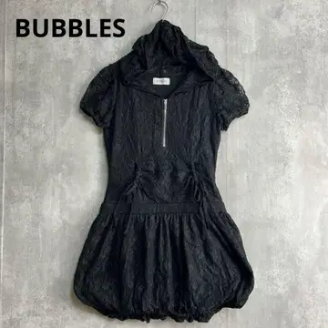 BUBBLES 버블스 레이스 벌룬 원피스 블랙 반팔 후드 봄/여름/가을