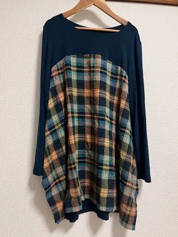 새상품 TABASA 타바사 튜닉 체크 무늬 블루