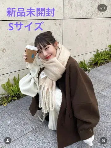 [ 택 포함 새상품 ] 웨이브 디자인 미들 코트 hinari