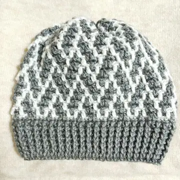 비니 25 니트 모자 꽃 손뜨개질 핸드메이드 모자 그레이 화이트