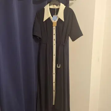 [ 미사용 새상품 ] REDYAZEL 바이컬러 스키퍼 반팔 셔츠 원피스