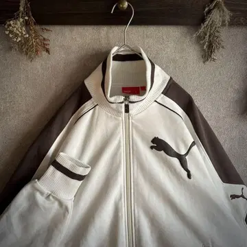 [ 인기 컬러 ] PUMA 트랙 자켓 브라운 x 화이트 리브 라인